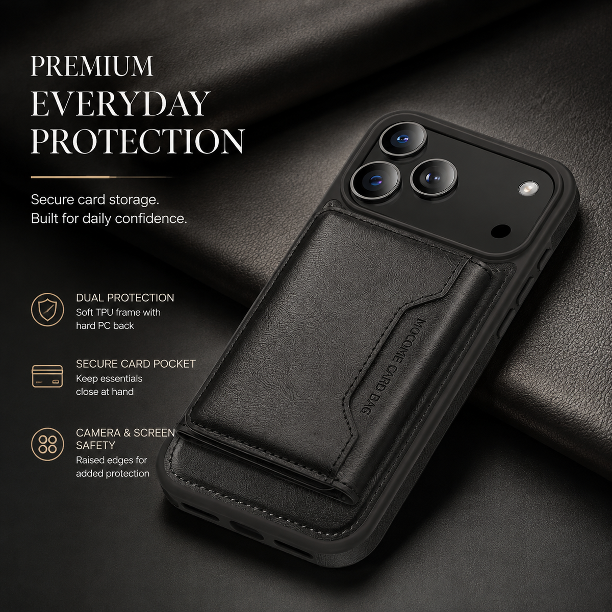 Premium iPhone Case MagSafe Compatible Wallet PU Leather Card Holder Shockproof Protective Cover Magnetic Anti Scratch Non Slip Secure Storage