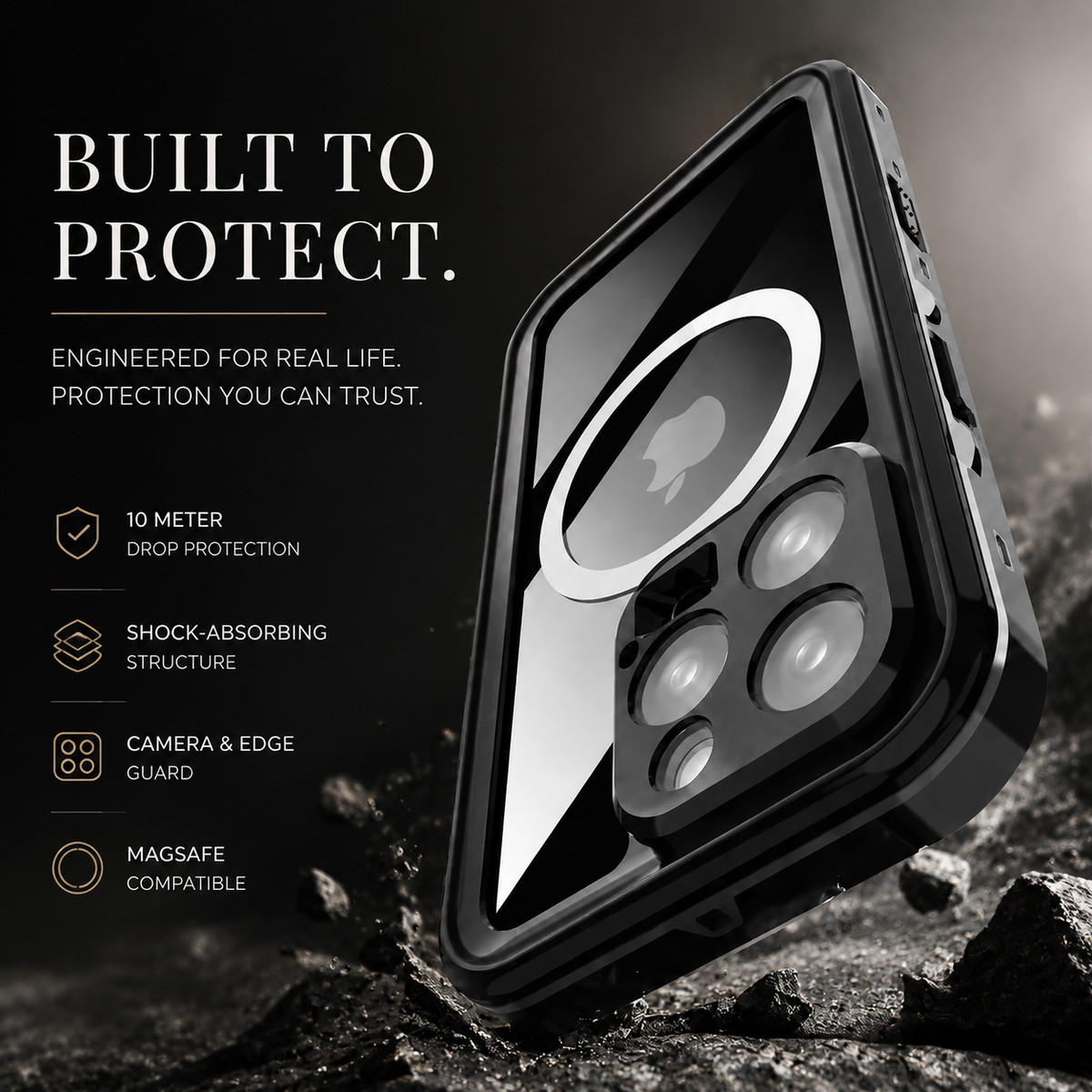 Premium iPhone Case MagSafe Compatible Waterproof IP68 Cover 360° Full Body Shockproof Protection Dustproof Camera Lens Guard Slim Rugged Outdoor Design