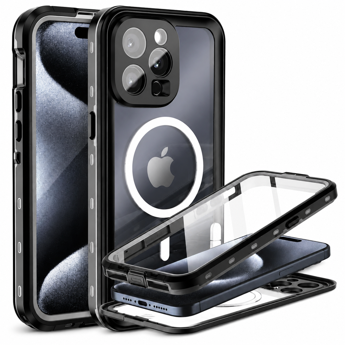 Premium iPhone Case MagSafe Compatible Waterproof IP68 Cover 360° Full Body Shockproof Protection Dustproof Camera Lens Guard Slim Rugged Outdoor Design