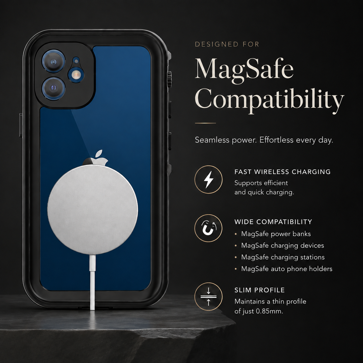 Premium iPhone Case MagSafe Compatible Waterproof IP68 Cover Full Body Protection Shockproof Dustproof Camera Lens Guard Slim Rugged Outdoor Design