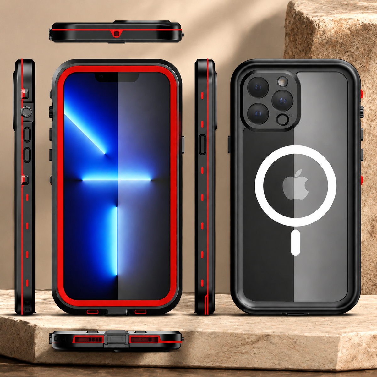 Premium iPhone Case MagSafe Compatible Waterproof IP68 Cover Full Body Protection Shockproof Dustproof Camera Lens Guard Slim Rugged Outdoor Design