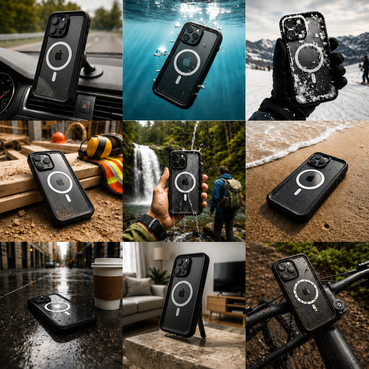 Premium iPhone Case MagSafe Compatible Waterproof IP68 Cover Full Body Protection Shockproof Dustproof Camera Lens Guard Slim Rugged Outdoor Design