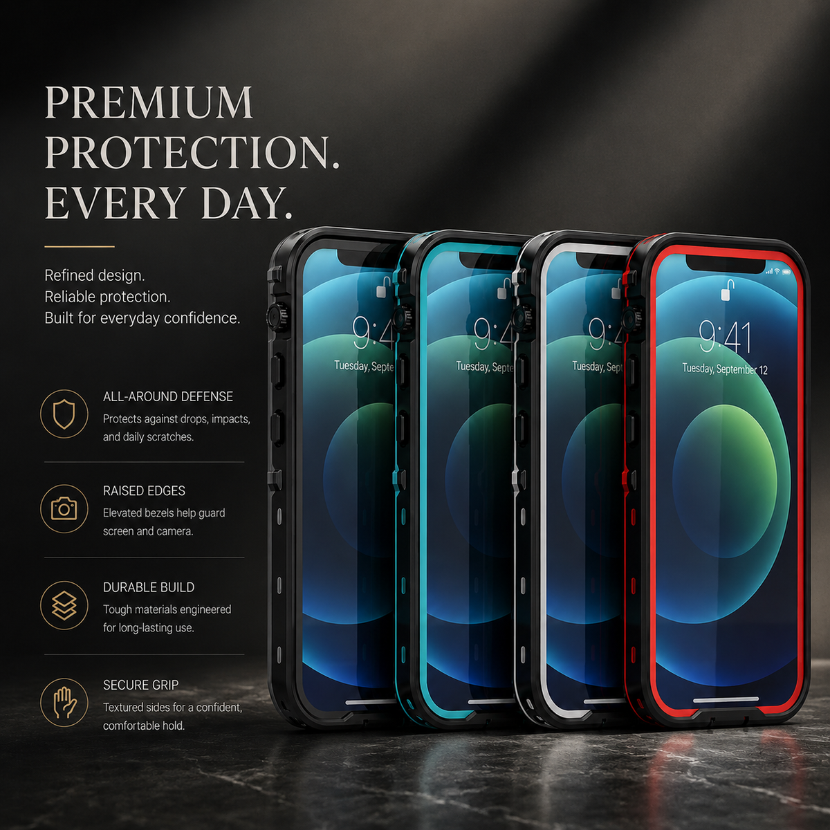 Premium iPhone Case MagSafe Compatible Waterproof IP68 Cover Full Body Protection Shockproof Dustproof Camera Lens Guard Slim Rugged Outdoor Design