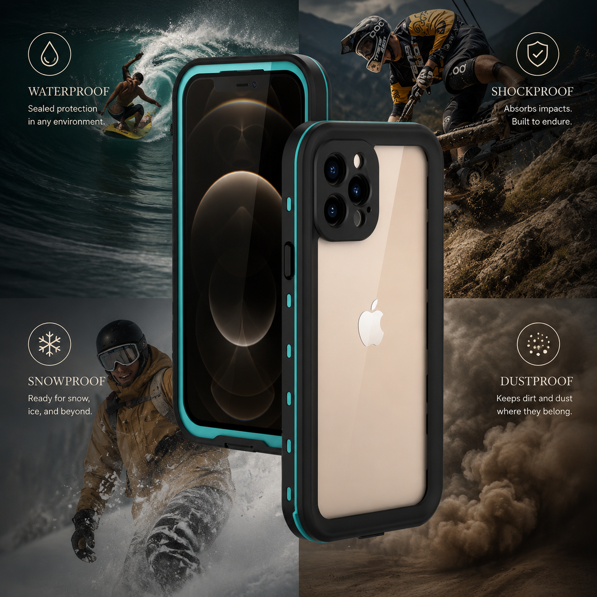 Premium iPhone Case MagSafe Compatible Waterproof IP68 Shockproof Protective Cover Full Body Sealed Camera Lens Protection Transparent Rugged Design