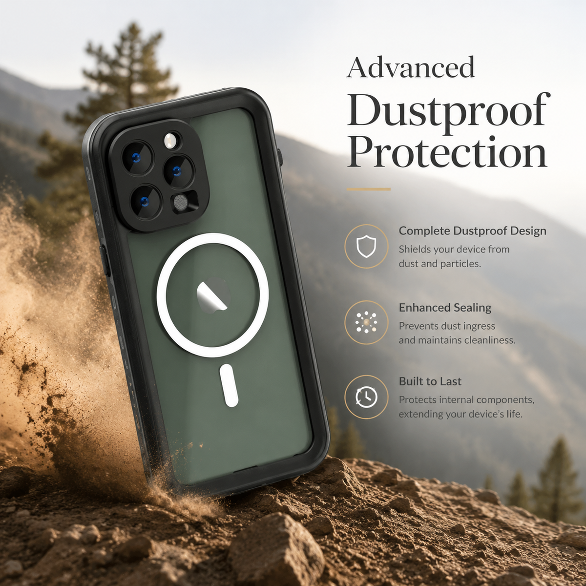 Premium iPhone Case MagSafe Compatible Waterproof IP68 Shockproof Protective Cover Full Body Sealed Camera Lens Protection Transparent Rugged Design