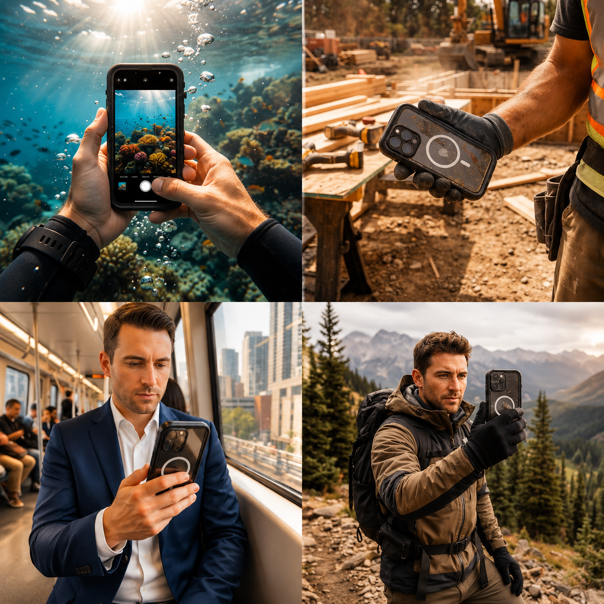 Premium iPhone Case MagSafe Compatible Waterproof IP68 Shockproof Protective Cover Full Body Sealed Camera Lens Protection Transparent Rugged Design