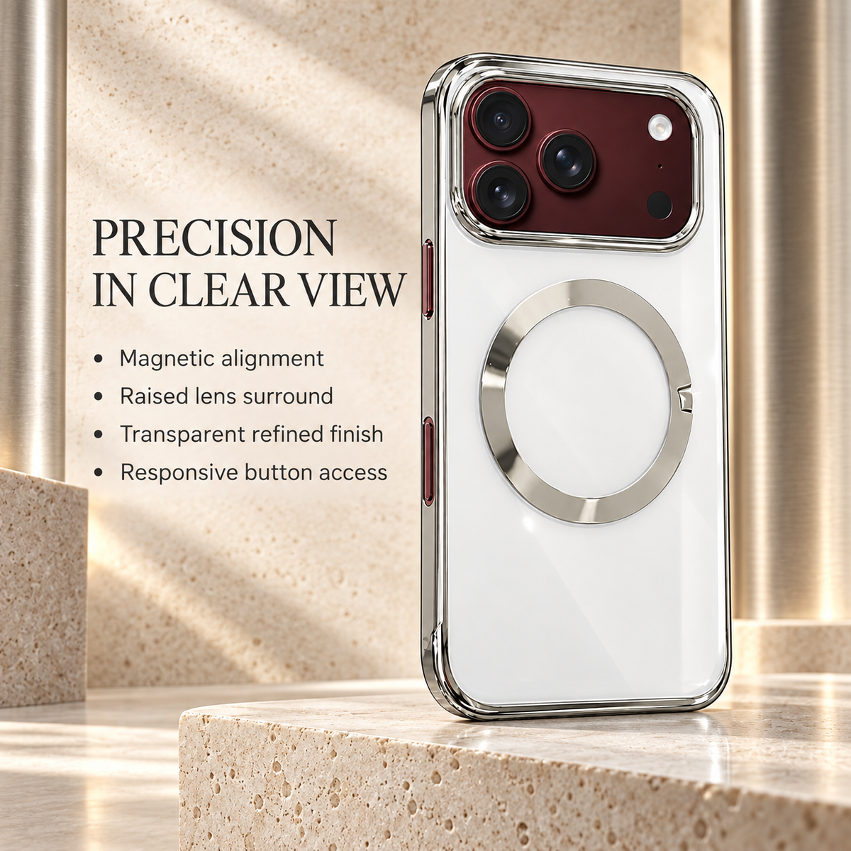 Premium iPhone Case MagSafe Electroplated Clear Magnetic Shockproof PC TPU Anti Scratch Non Slip Lightweight Foldable Transparent Protective Cover Case
