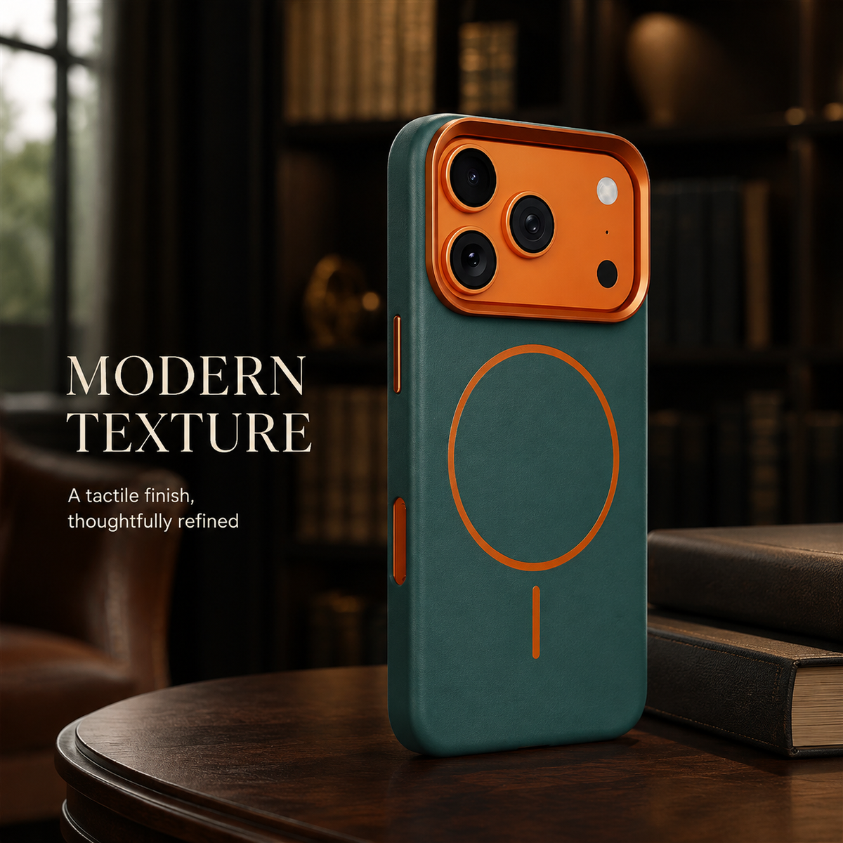 Premium iPhone Case MagSafe Elephant Texture Faux Leather Magnetic Wireless Charging Full Coverage Protective Cover Slim Business Shockproof Case