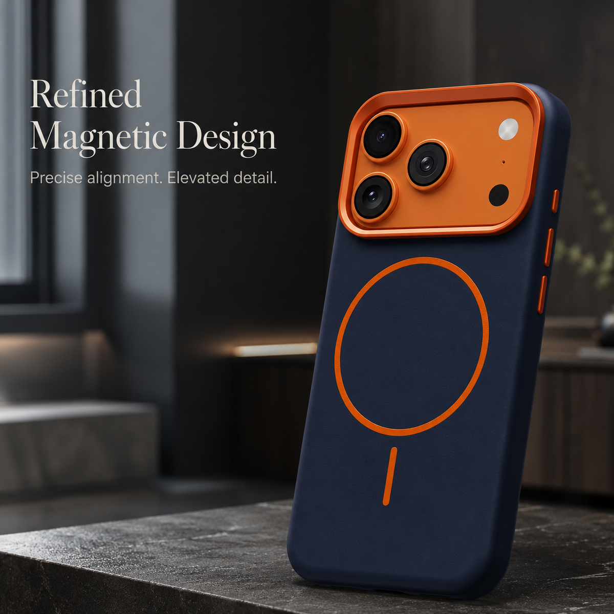Premium iPhone Case MagSafe Elephant Texture Faux Leather Magnetic Wireless Charging Full Coverage Protective Cover Slim Business Shockproof Case