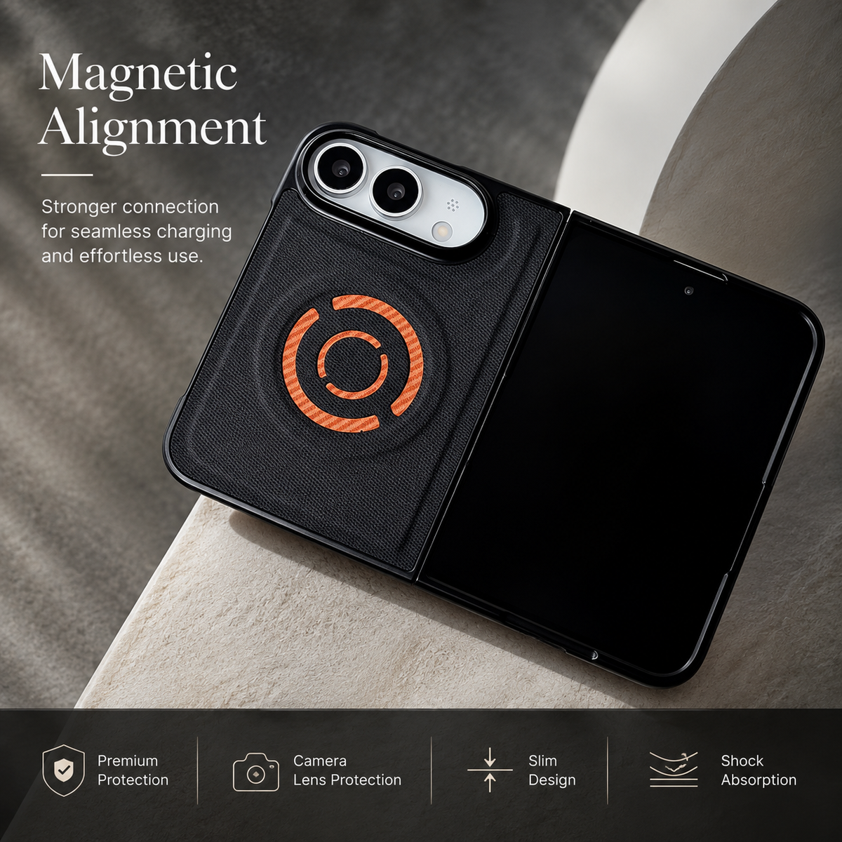 Premium iPhone Case MagSafe Fabric PU Leather Magnetic Full Camera Protection Shockproof Non Slip Matte Lightweight Textured Protective Back Cover Case