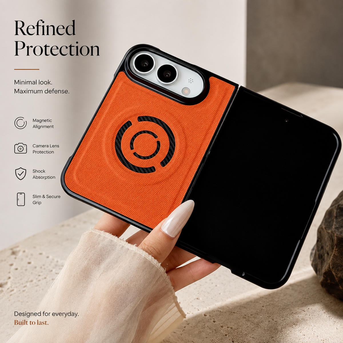Premium iPhone Case MagSafe Fabric PU Leather Magnetic Full Camera Protection Shockproof Non Slip Matte Lightweight Textured Protective Back Cover Case