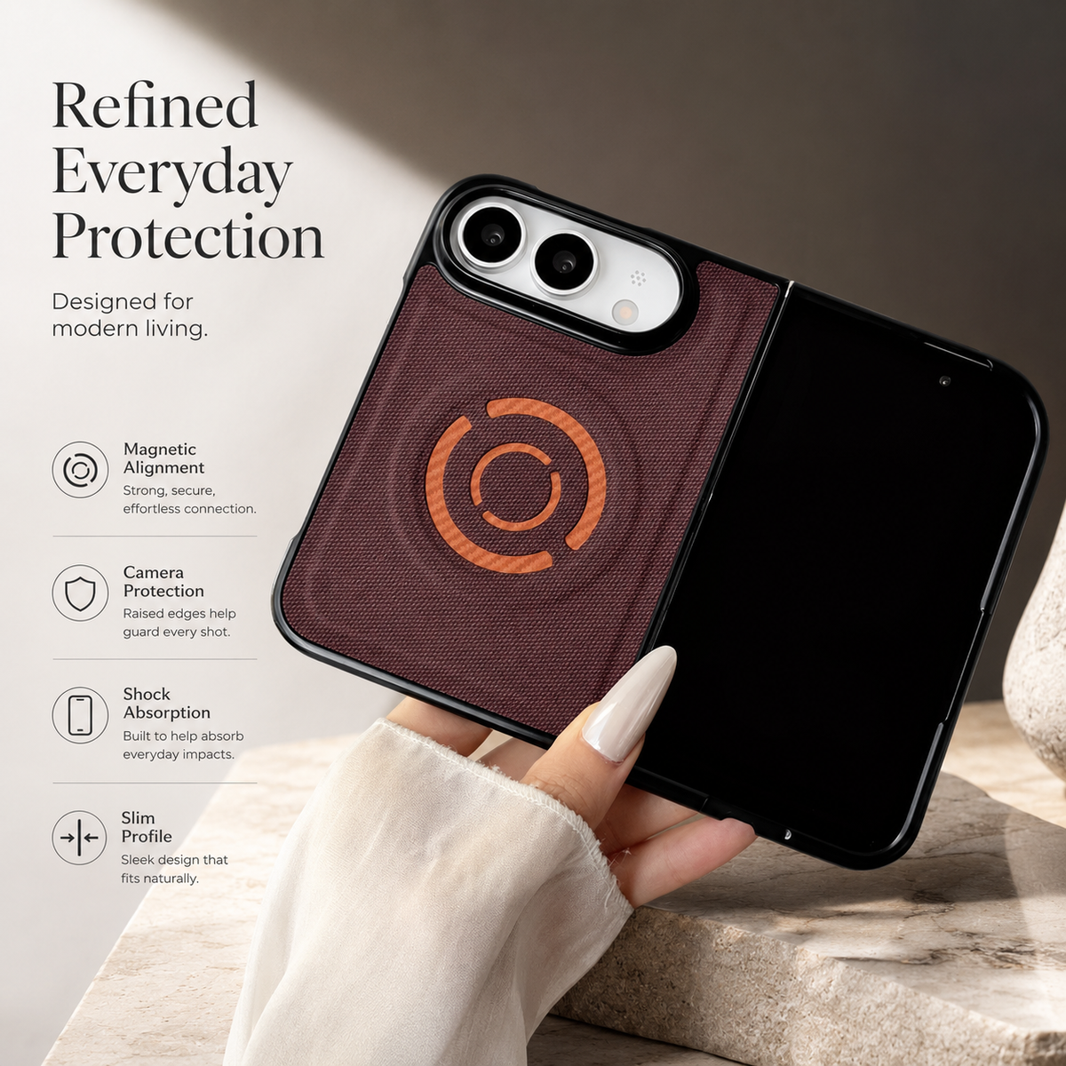 Premium iPhone Case MagSafe Fabric PU Leather Magnetic Full Camera Protection Shockproof Non Slip Matte Lightweight Textured Protective Back Cover Case