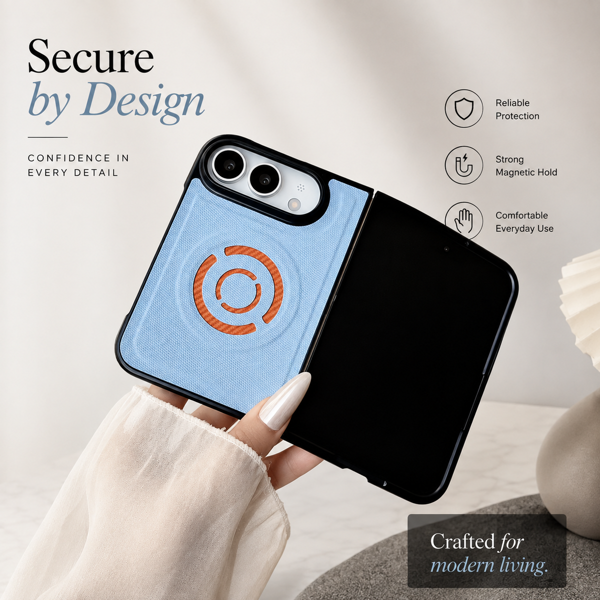 Premium iPhone Case MagSafe Fabric PU Leather Magnetic Full Camera Protection Shockproof Non Slip Matte Lightweight Textured Protective Back Cover Case