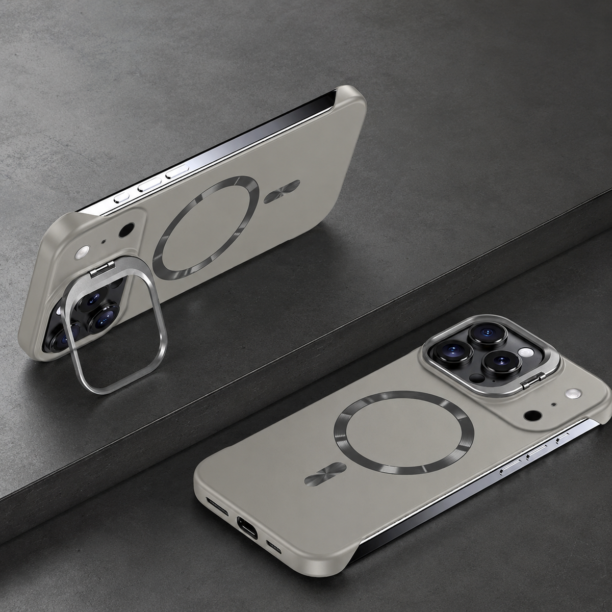 Premium iPhone Case MagSafe Frameless Metal Lens Holder Magnetic Ultra Thin Matte PC Anti Scratch Non Slip Lightweight Full Coverage Protective Cover