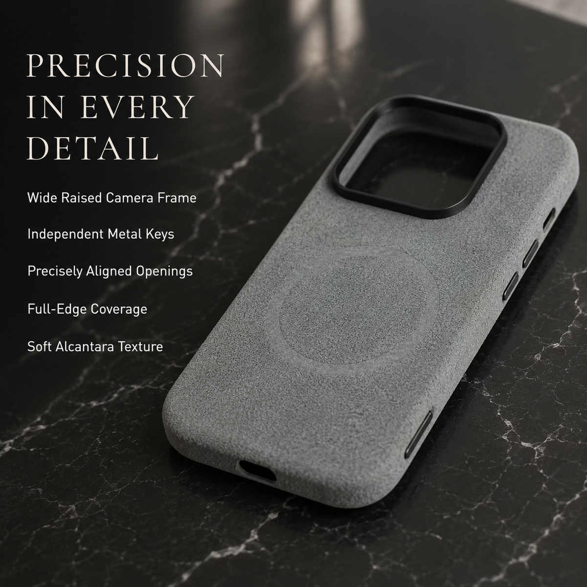 Premium iPhone Case MagSafe Genuine Alcantara Leather Magnetic Soft Touch Protective Cover Textured Non Slip Slim Business Shockproof Soft Case Design