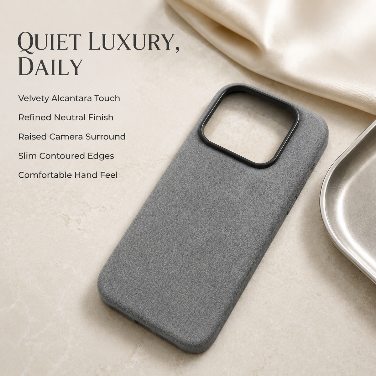 Premium iPhone Case MagSafe Genuine Alcantara Leather Magnetic Soft Touch Protective Cover Textured Non Slip Slim Business Shockproof Soft Case Design
