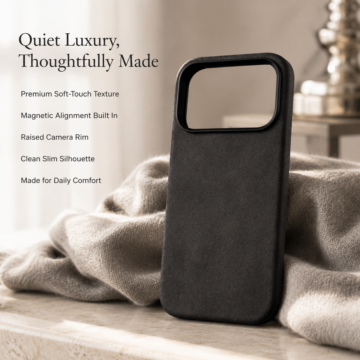 Premium iPhone Case MagSafe Genuine Alcantara Leather Magnetic Soft Touch Protective Cover Textured Non Slip Slim Business Shockproof Soft Case Design
