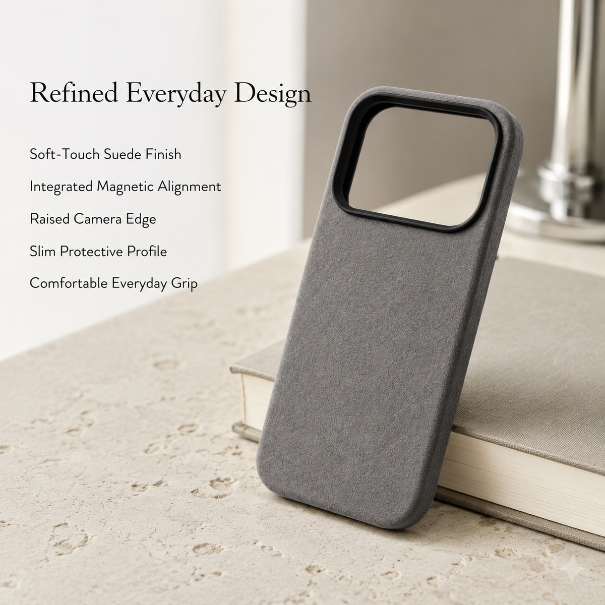 Premium iPhone Case MagSafe Genuine Alcantara Leather Magnetic Soft Touch Protective Cover Textured Non Slip Slim Business Shockproof Soft Case Design