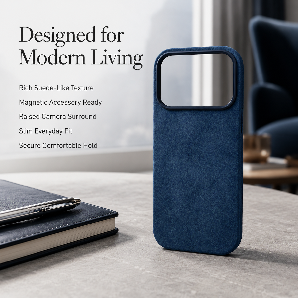 Premium iPhone Case MagSafe Genuine Alcantara Leather Magnetic Soft Touch Protective Cover Textured Non Slip Slim Business Shockproof Soft Case Design