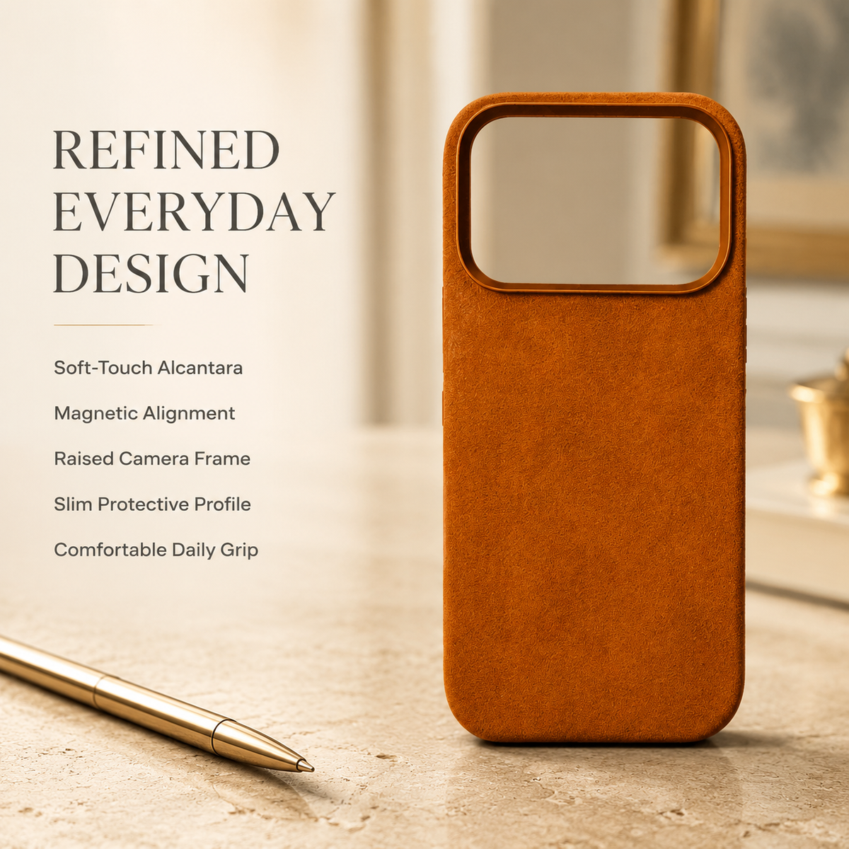 Premium iPhone Case MagSafe Genuine Alcantara Leather Magnetic Soft Touch Protective Cover Textured Non Slip Slim Business Shockproof Soft Case Design