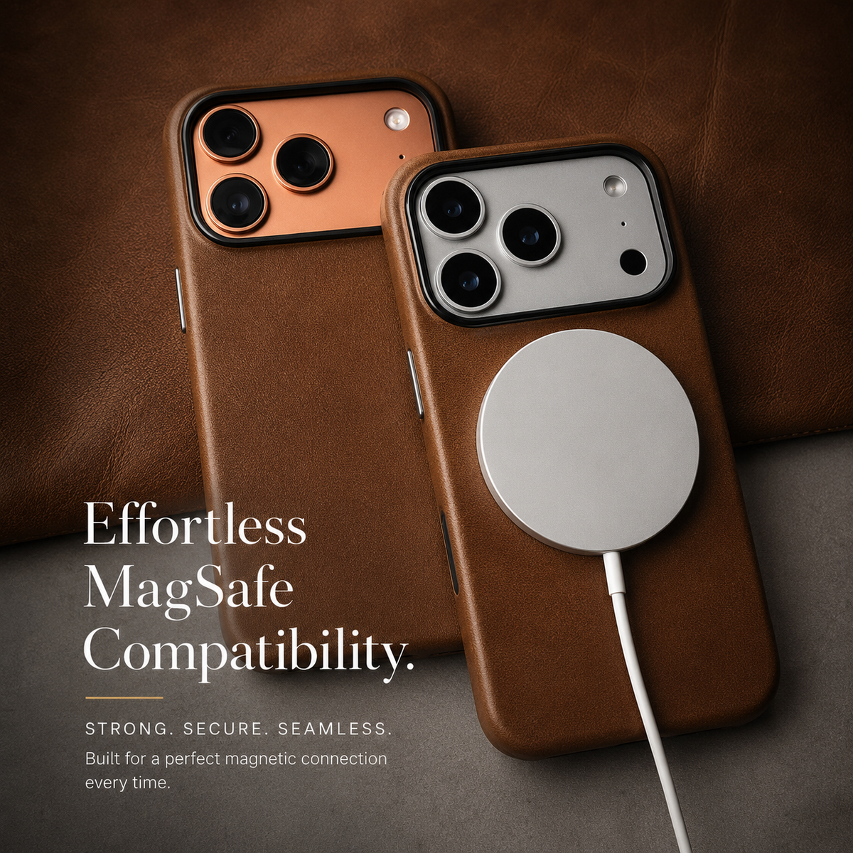 Premium iPhone Case MagSafe Genuine Cowhide Leather Magnetic Protective Cover Anti Fingerprint Non Slip Retro Full Coverage Shock Resistant Slim Luxury
