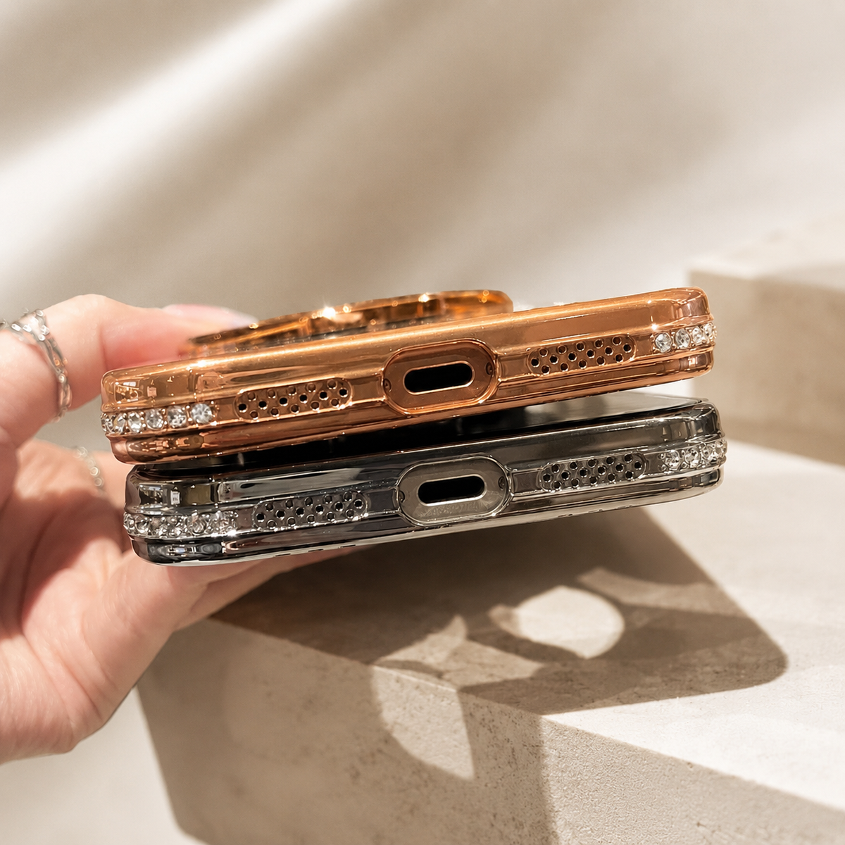 Premium iPhone Case MagSafe Glitter Diamond Clear Mirror Magnetic Ring Holder PC TPU Sparkling Stand Shockproof Protective Cover Anti Scratch Slim Case
