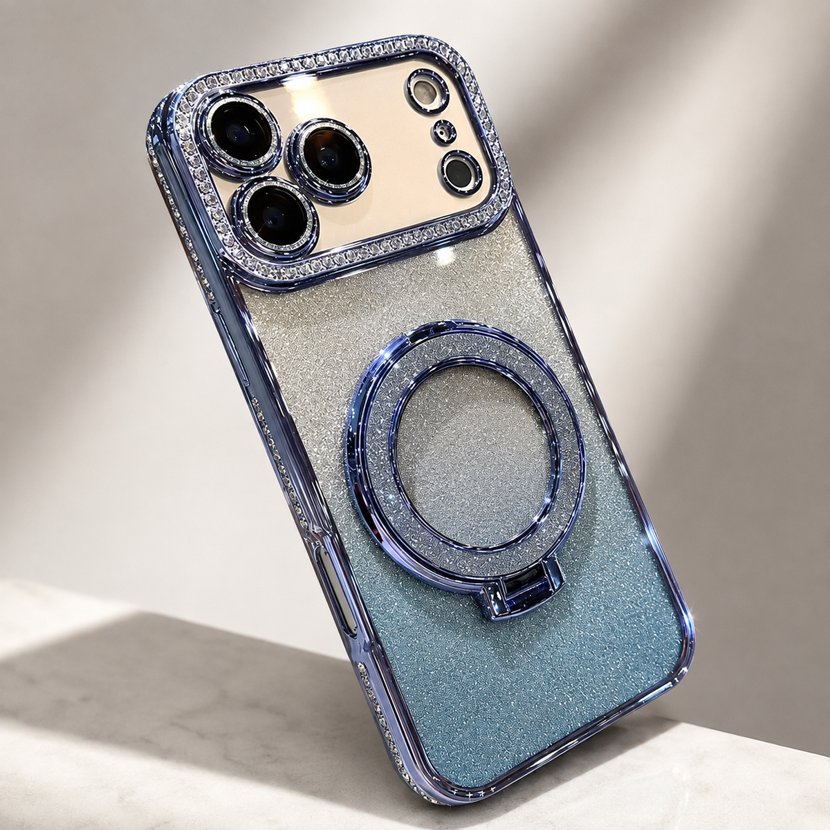 Premium iPhone Case MagSafe Glitter Diamond Mirror Magnetic Bracket Stand Makeup Lens Film Anti Scratch Non Slip Jewelled Protective Cover