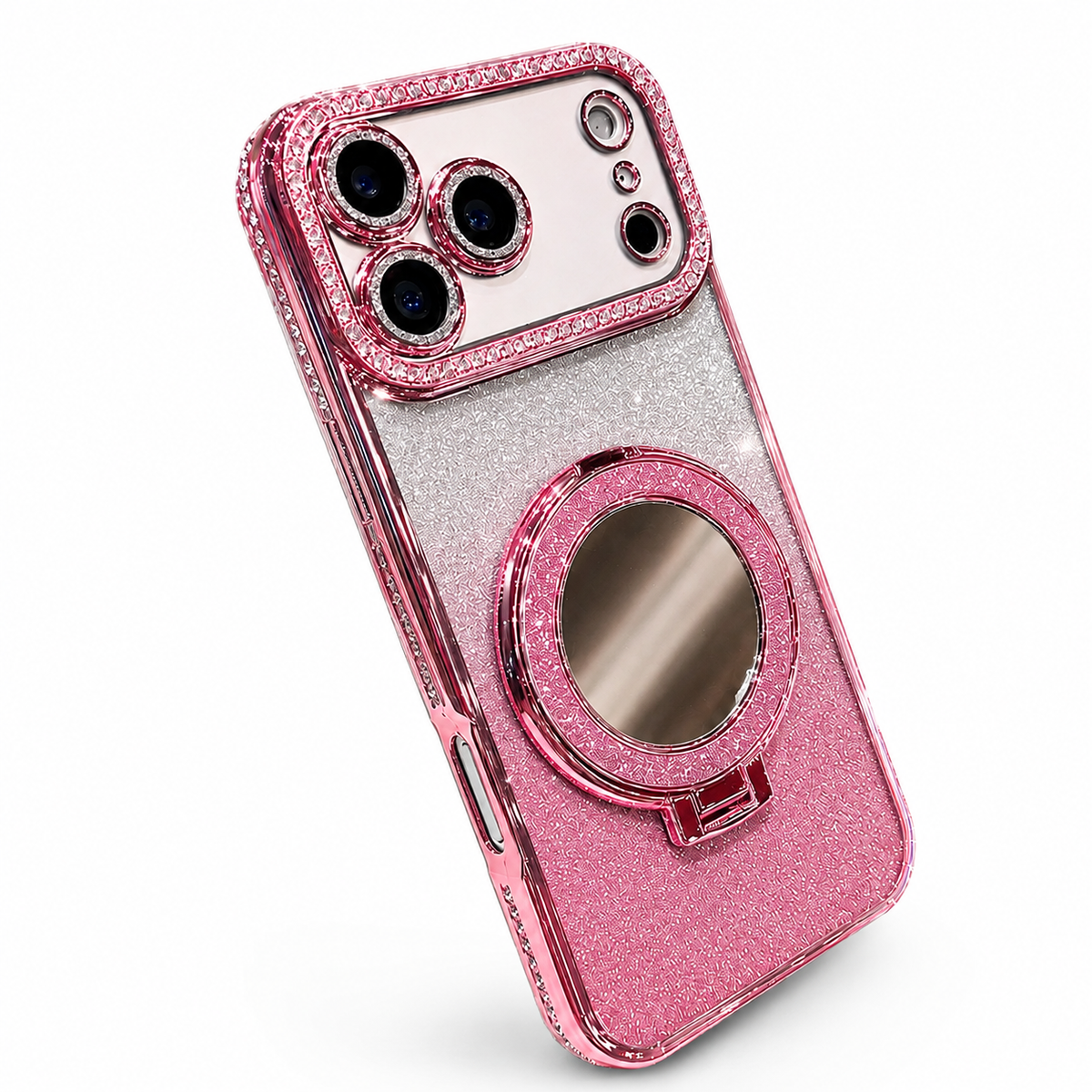 Premium iPhone Case MagSafe Glitter Diamond Mirror Magnetic Bracket Stand Makeup Lens Film Anti Scratch Non Slip Jewelled Protective Cover