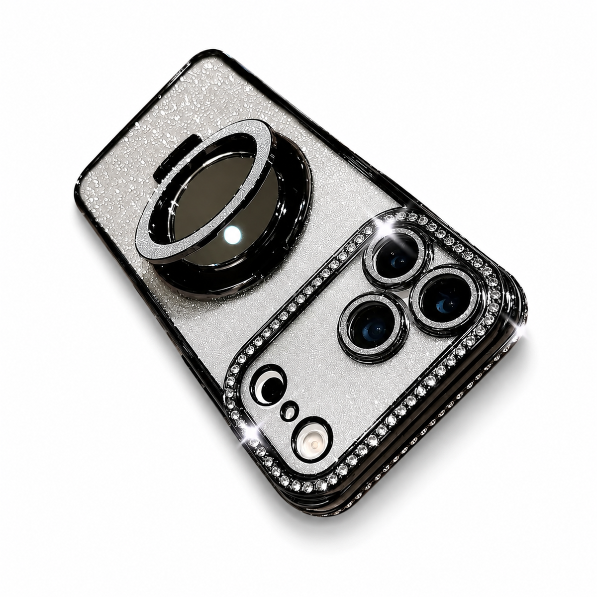Premium iPhone Case MagSafe Glitter Diamond Mirror Magnetic Bracket Stand Makeup Lens Film Anti Scratch Non Slip Jewelled Protective Cover