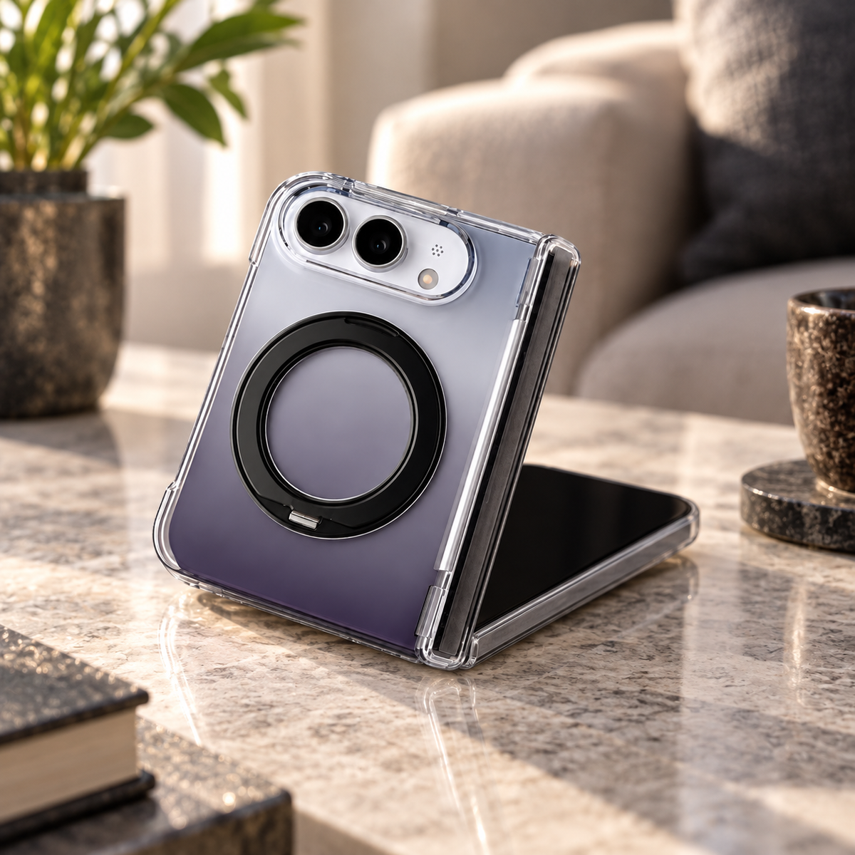 Premium iPhone Case MagSafe Gradient Foldable Hinge Armor Magnetic 360 Rotating Stand Shockproof Slim Protective Cover for iPhone Ultra Fold