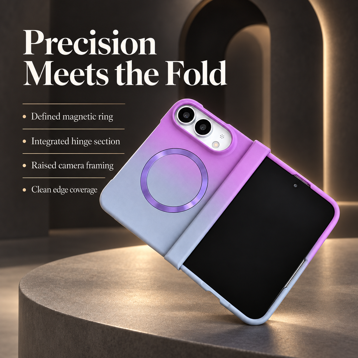 Premium iPhone Case MagSafe Gradient Hinge Protection Magnetic Hard PC Shockproof Foldable Anti Scratch Slim Protective Phone Cover Case Design