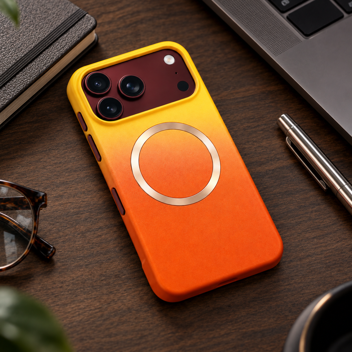 Premium iPhone Case MagSafe Gradient Hinge Protection Magnetic Hard PC Shockproof Foldable Anti Scratch Slim Protective Phone Cover Case Design