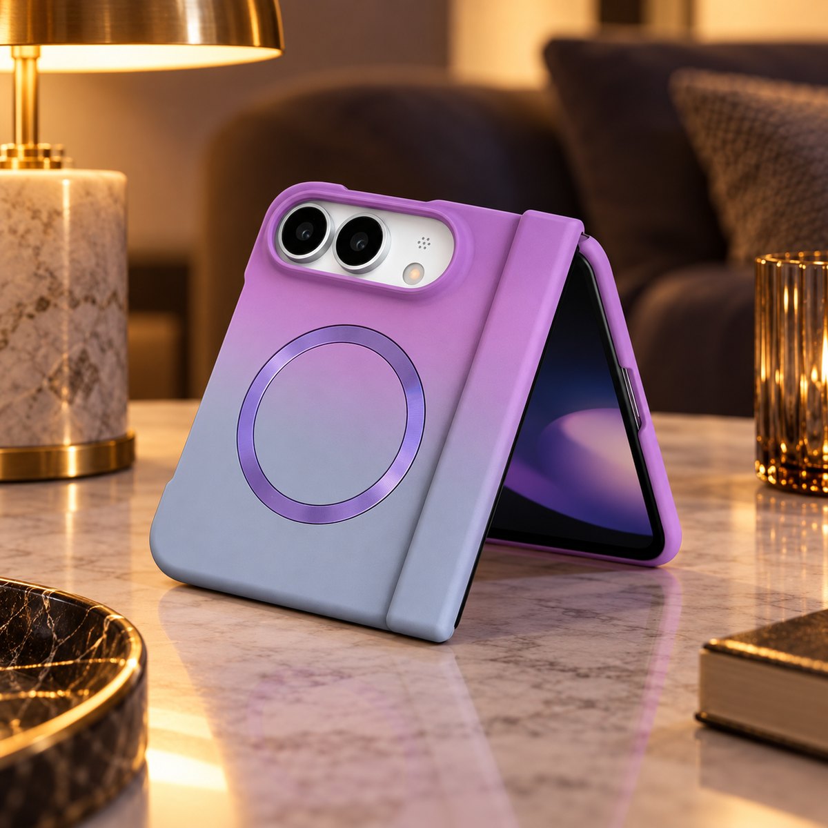 Premium iPhone Case MagSafe Gradient Hinge Protection Magnetic Hard PC Shockproof Foldable Anti Scratch Slim Protective Phone Cover Case Design