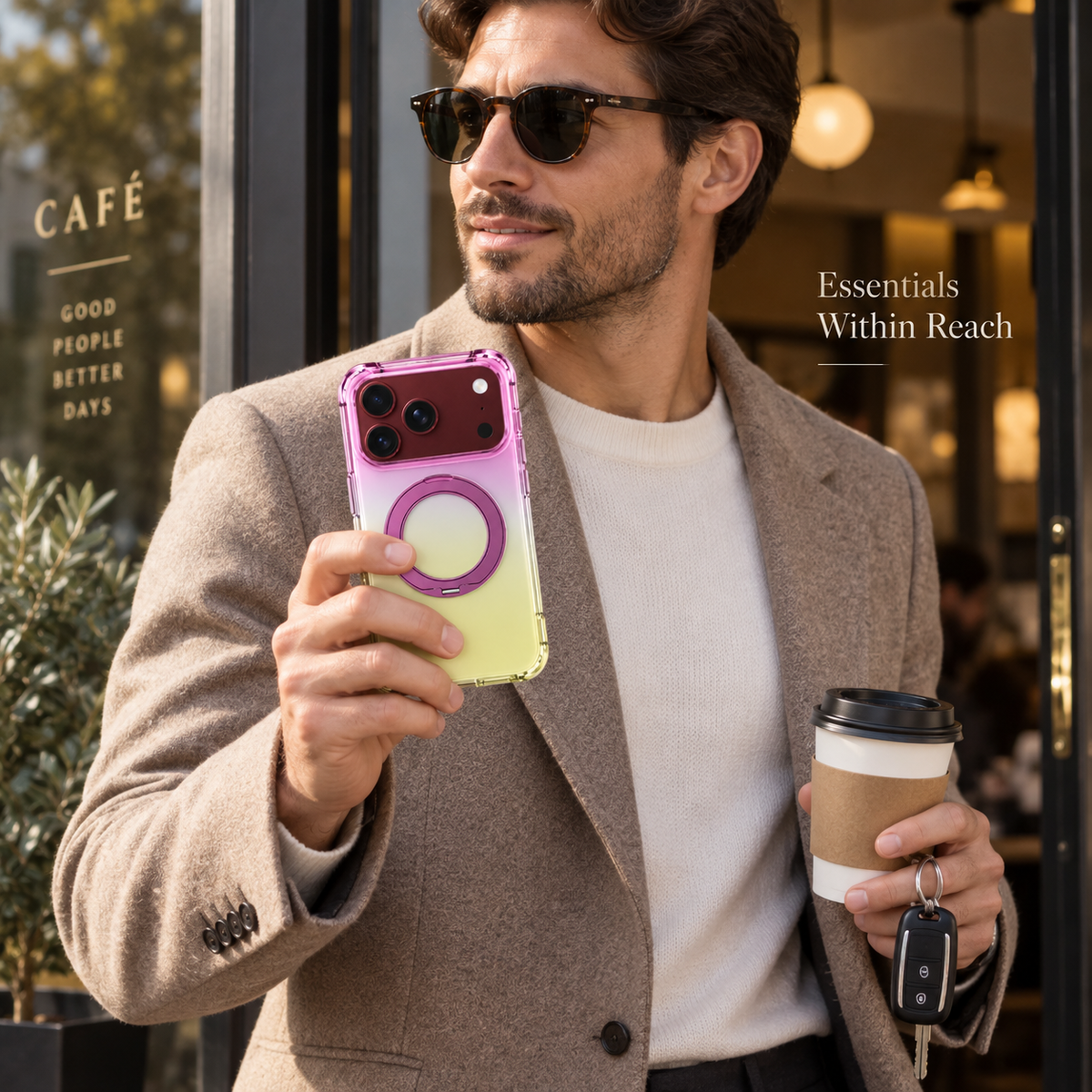 Premium iPhone Case MagSafe Gradient Magnetic Rotating Folding Stand Hinge Protection Shockproof Foldable Slim Protective Cover Case Design
