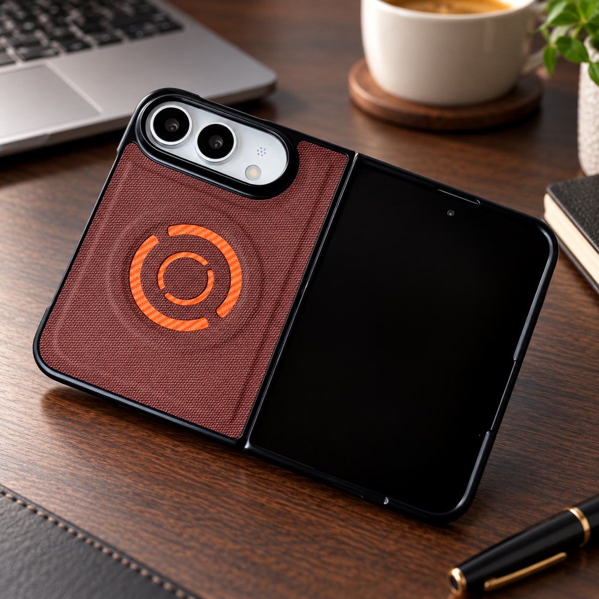 Premium iPhone Case MagSafe Hard PC Artificial Leather Magnetic Wireless Charging Foldable Anti Fingerprint Slim Protective Bumper Cover Case Design