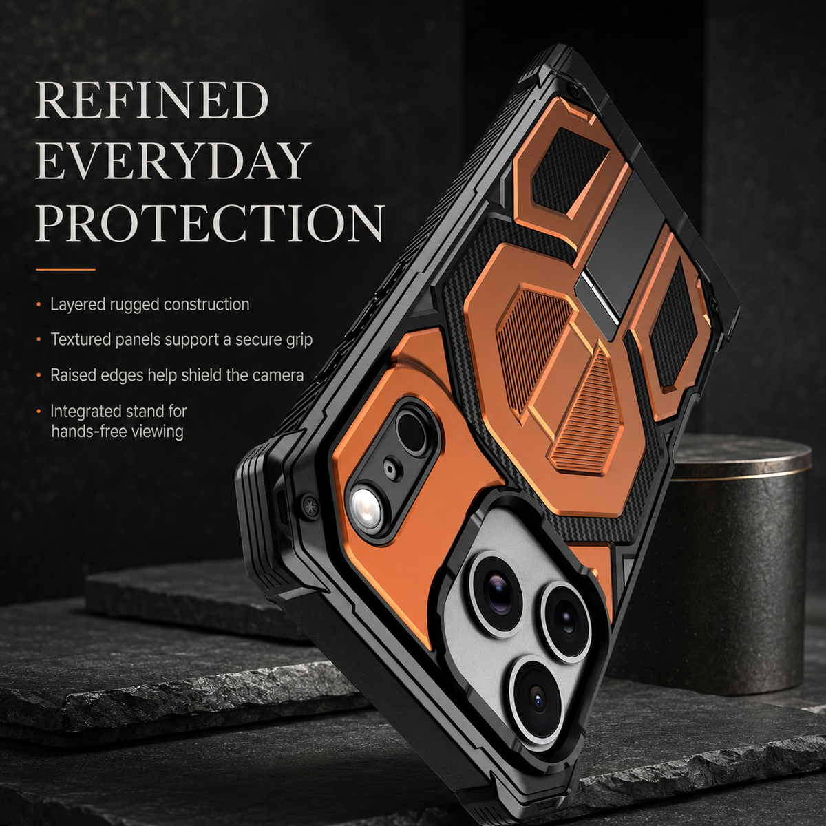 Premium iPhone Case MagSafe Heavy Duty Armor Magnetic Metal Stand Shockproof PC TPU Dual Layer Matte Non Slip Rugged Protective Bumper Cover Case