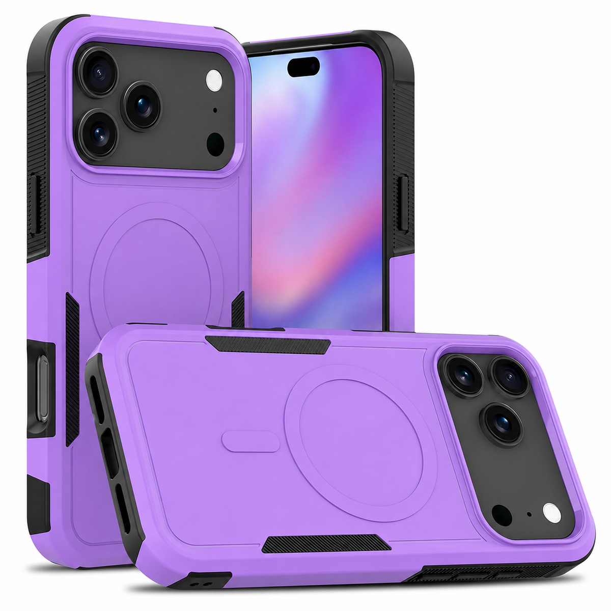 Premium iPhone Case MagSafe Heavy Duty Armor Shockproof Protective Cover PC TPU Magnetic Charging Matte Anti Fingerprint Anti Slip Reinforced Rugged