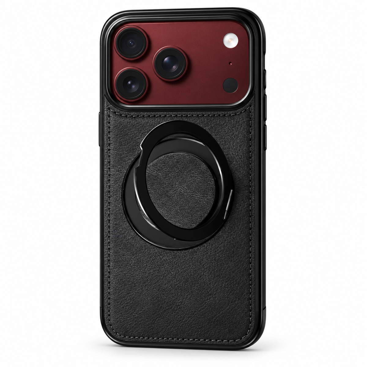 Premium iPhone Case MagSafe Hinge Protection 360 Rotating Ring Holder PU Leather PC TPU Shockproof Non Slip Lightweight Foldable Kickstand Cover