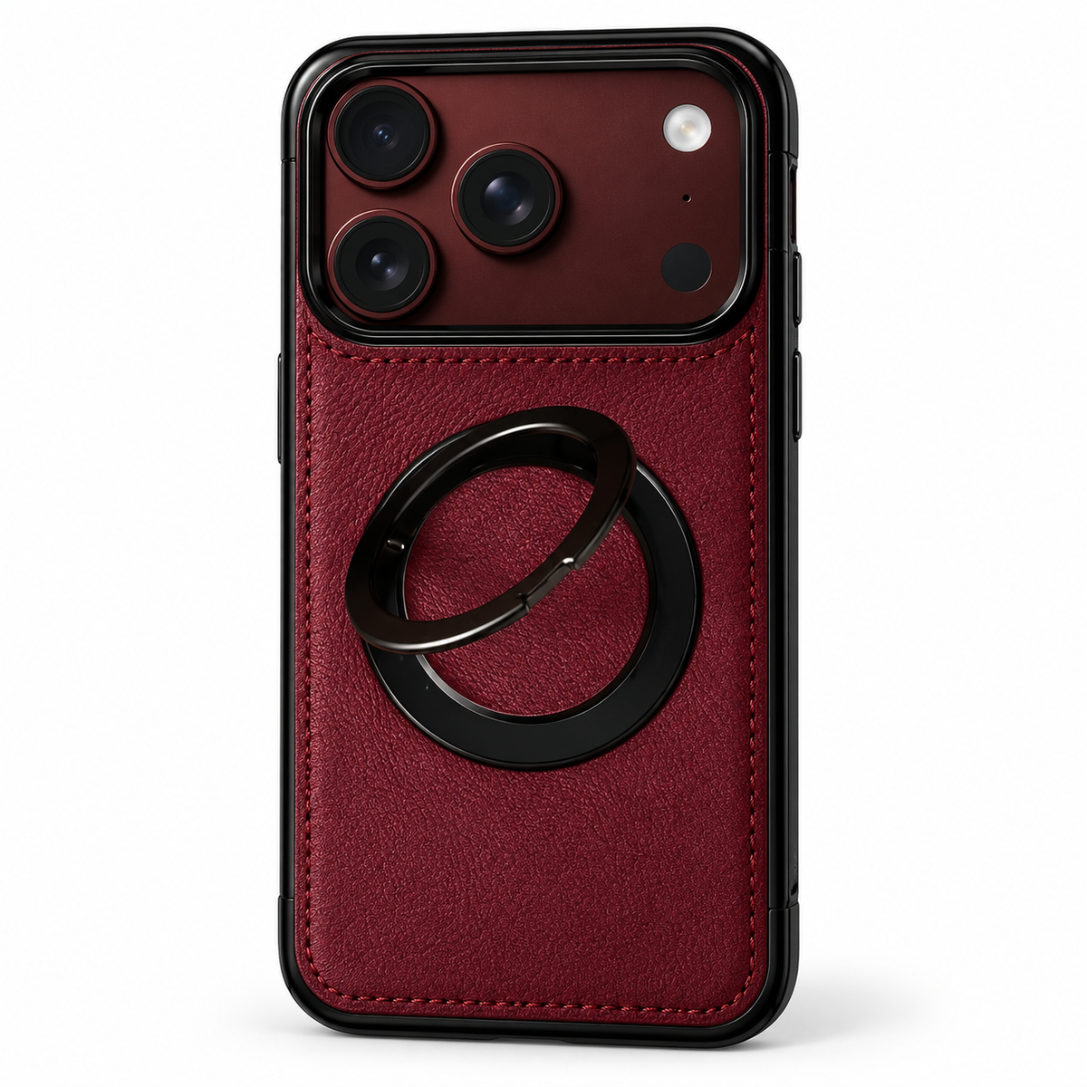Premium iPhone Case MagSafe Hinge Protection 360 Rotating Ring Holder PU Leather PC TPU Shockproof Non Slip Lightweight Foldable Kickstand Cover