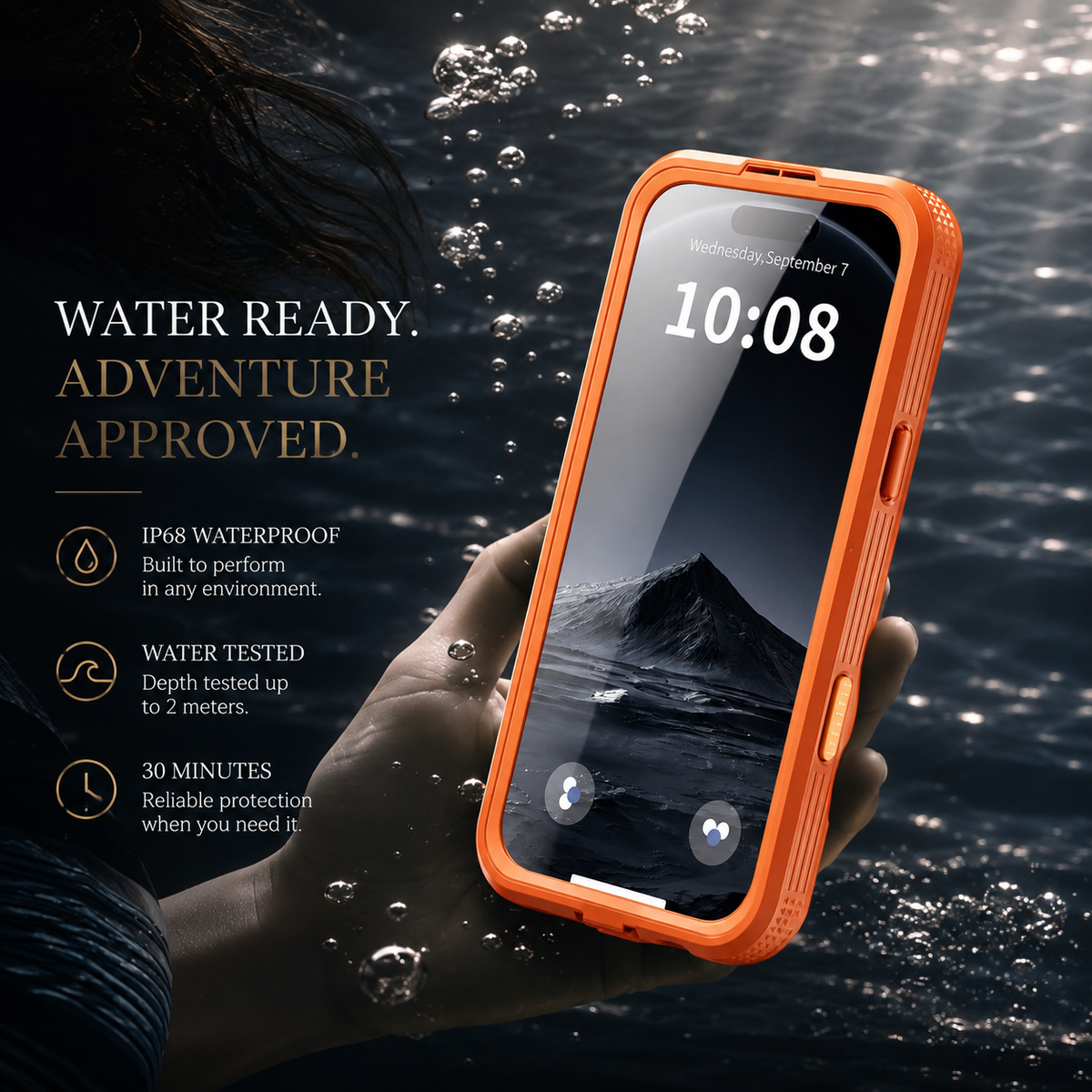 Premium iPhone Case MagSafe IP68 Waterproof Magnetic Shockproof PC TPU Full Body Protective Cover Anti Scratch Lanyard Non Slip Swimming Diving Case