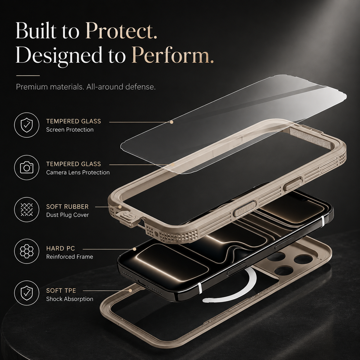 Premium iPhone Case MagSafe IP68 Waterproof Magnetic Shockproof PC TPU Full Coverage Protective Cover Dual Layer Dustproof Non Slip Lanyard Rugged Case