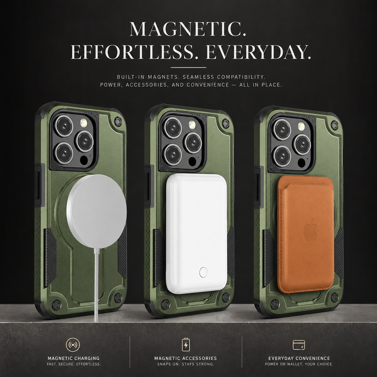 Premium iPhone Case MagSafe Invisible Stand Magnetic Heavy Duty PC TPU Anti Drop Protective Cover Matte Anti Scratch Non Slip Dual Layer Armor Case