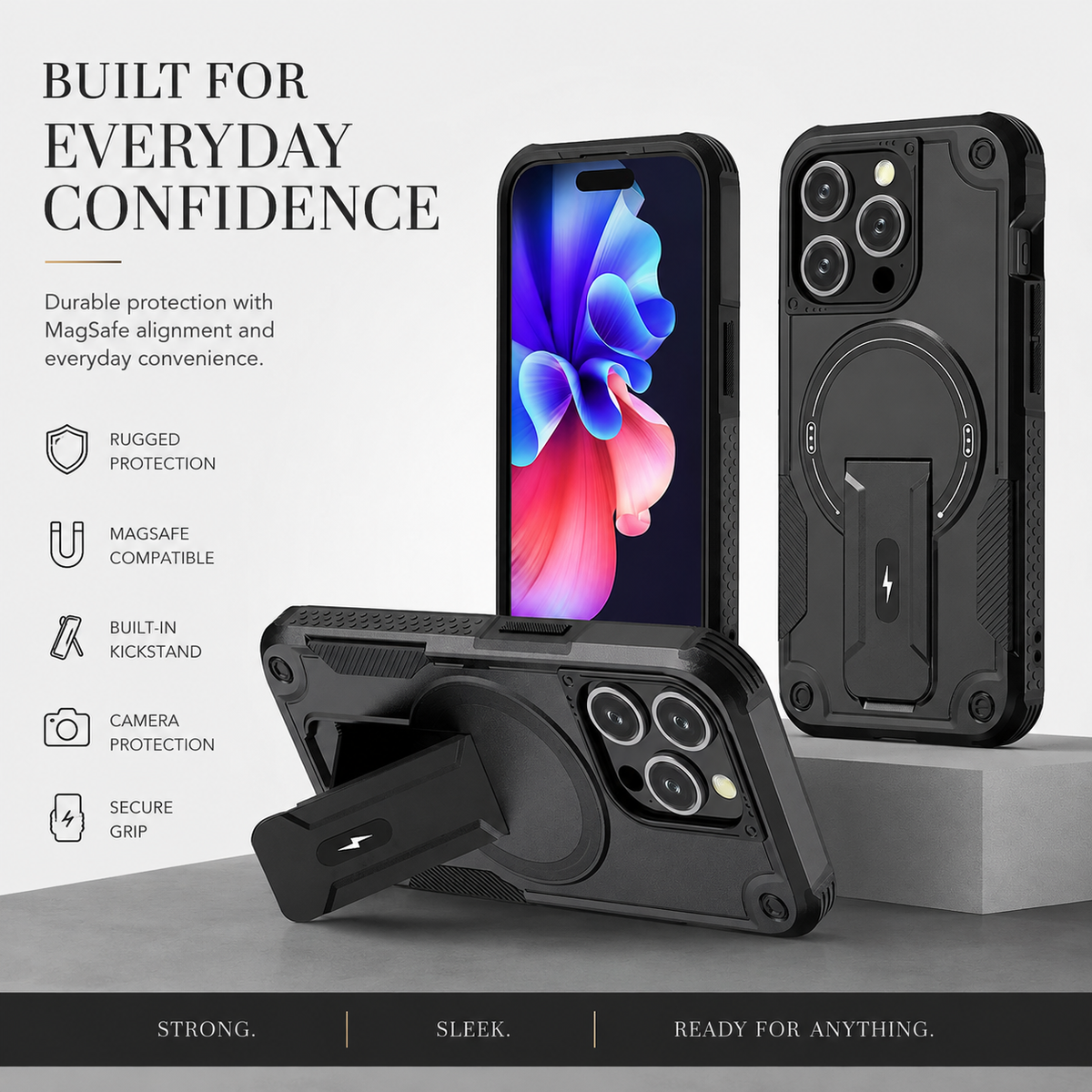 Premium iPhone Case MagSafe Invisible Stand Magnetic Heavy Duty PC TPU Anti Drop Protective Cover Matte Anti Scratch Non Slip Dual Layer Armor Case