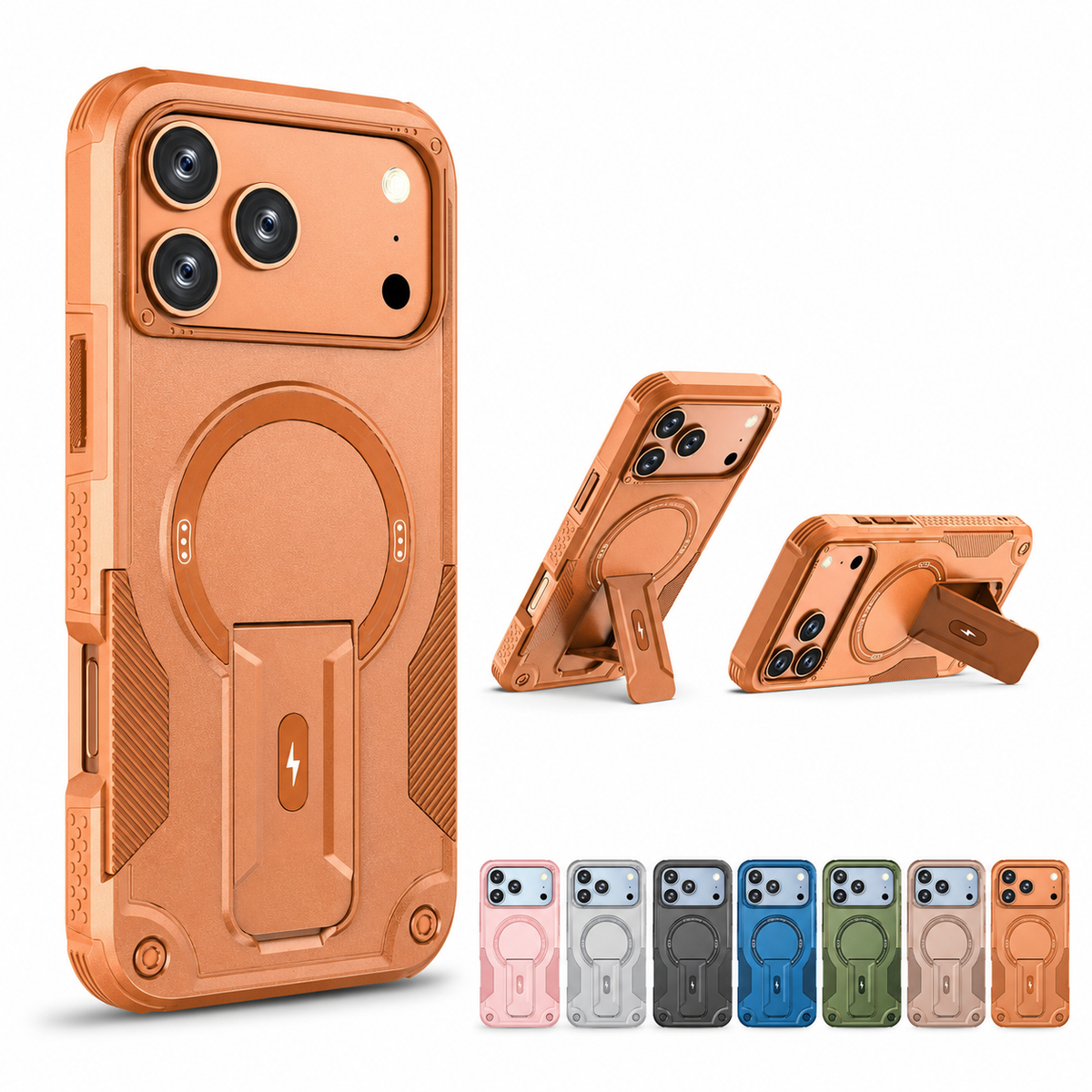 Premium iPhone Case MagSafe Invisible Stand Magnetic Heavy Duty PC TPU Anti Drop Protective Cover Matte Anti Scratch Non Slip Dual Layer Armor Case