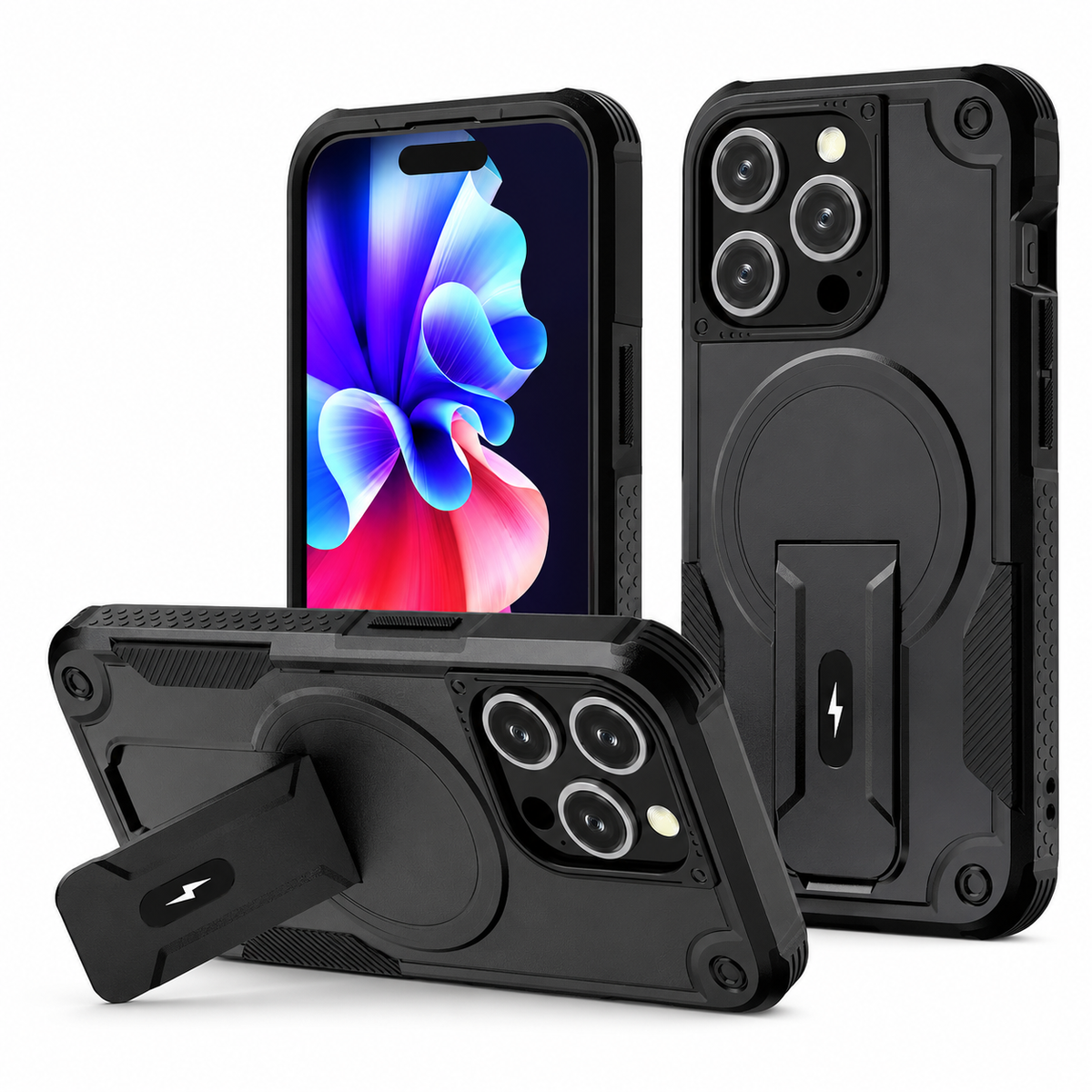 Premium iPhone Case MagSafe Invisible Stand Magnetic Heavy Duty PC TPU Anti Drop Protective Cover Matte Anti Scratch Non Slip Dual Layer Armor Case