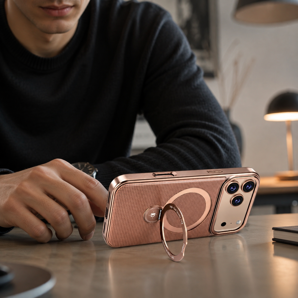 Premium iPhone Case MagSafe Leather Magnetic Kickstand Diamond Pattern Shockproof Protective Cover Anti Fingerprint Anti Scratch Non Slip Full Coverage