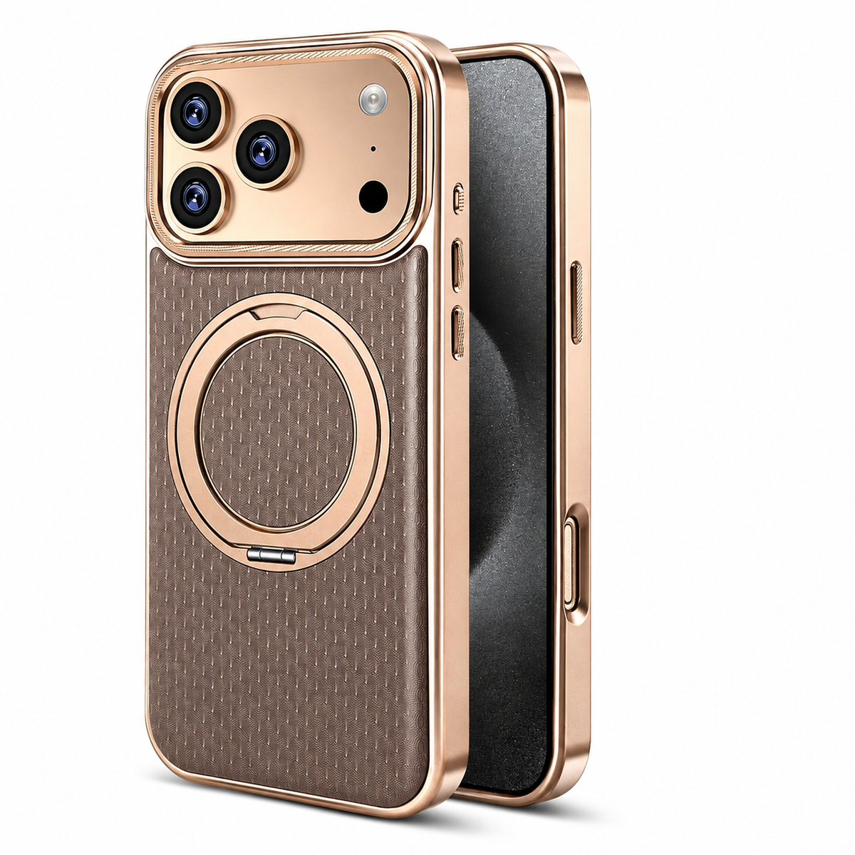 Premium iPhone Case MagSafe Leather Magnetic Kickstand Diamond Pattern Shockproof Protective Cover Anti Fingerprint Anti Scratch Non Slip Full Coverage