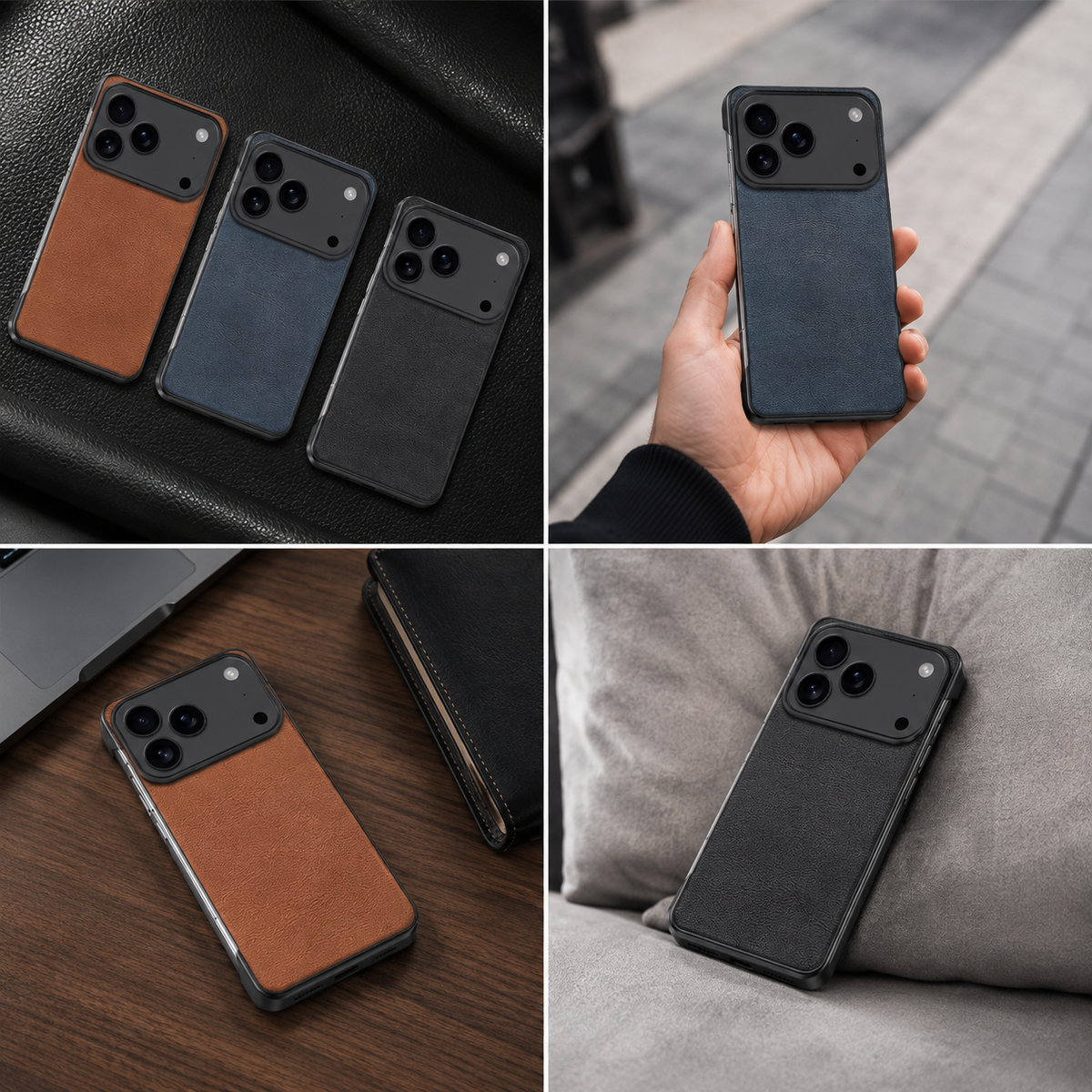 Premium iPhone Case MagSafe Leather Ultra Thin Frameless Shockproof Protective Cover PC Anti Fingerprint Anti Scratch Non Slip Borderless Camera Protection