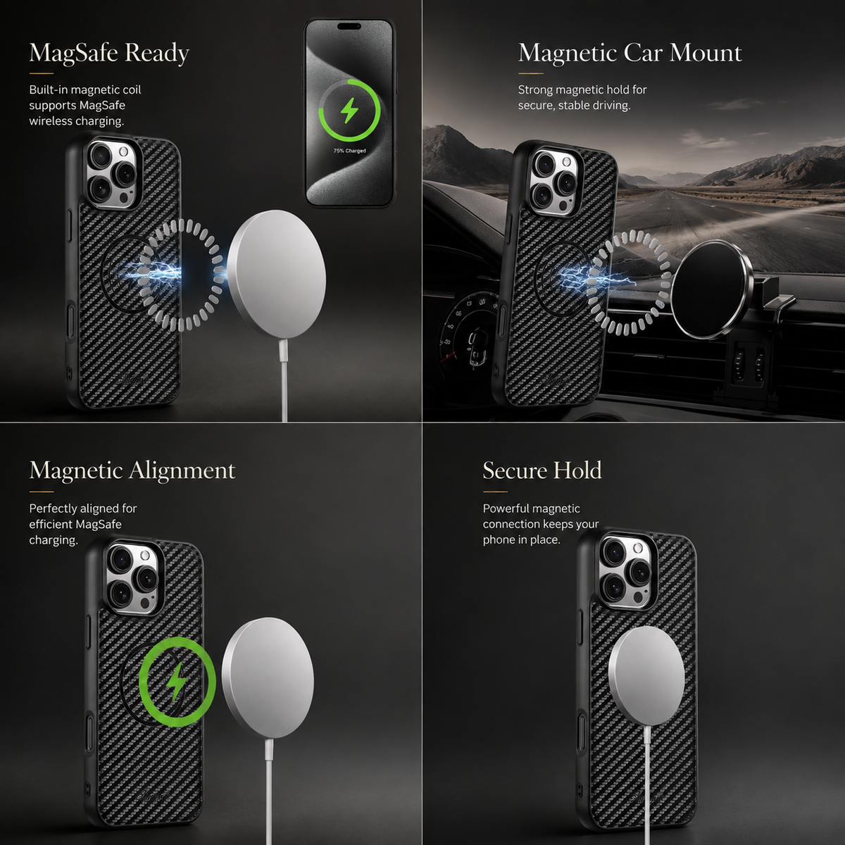 Premium iPhone Case MagSafe Leather Wallet Card Holder Magnetic Shockproof Protective Cover Kickstand Non Slip Slim Wireless Charging Secure Storage