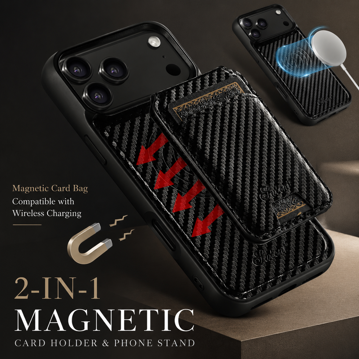 Premium iPhone Case MagSafe Leather Wallet Card Holder Magnetic Shockproof Protective Cover Kickstand Non Slip Slim Wireless Charging Secure Storage